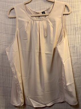 🎀5/$15 Shein curve ivory pleated layering shell tank top Blouse size 3XL -I